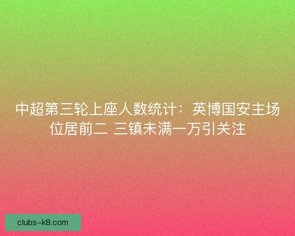 中超第三轮上座人数统计：英博国安主场位居前二 三镇未满一万引关注